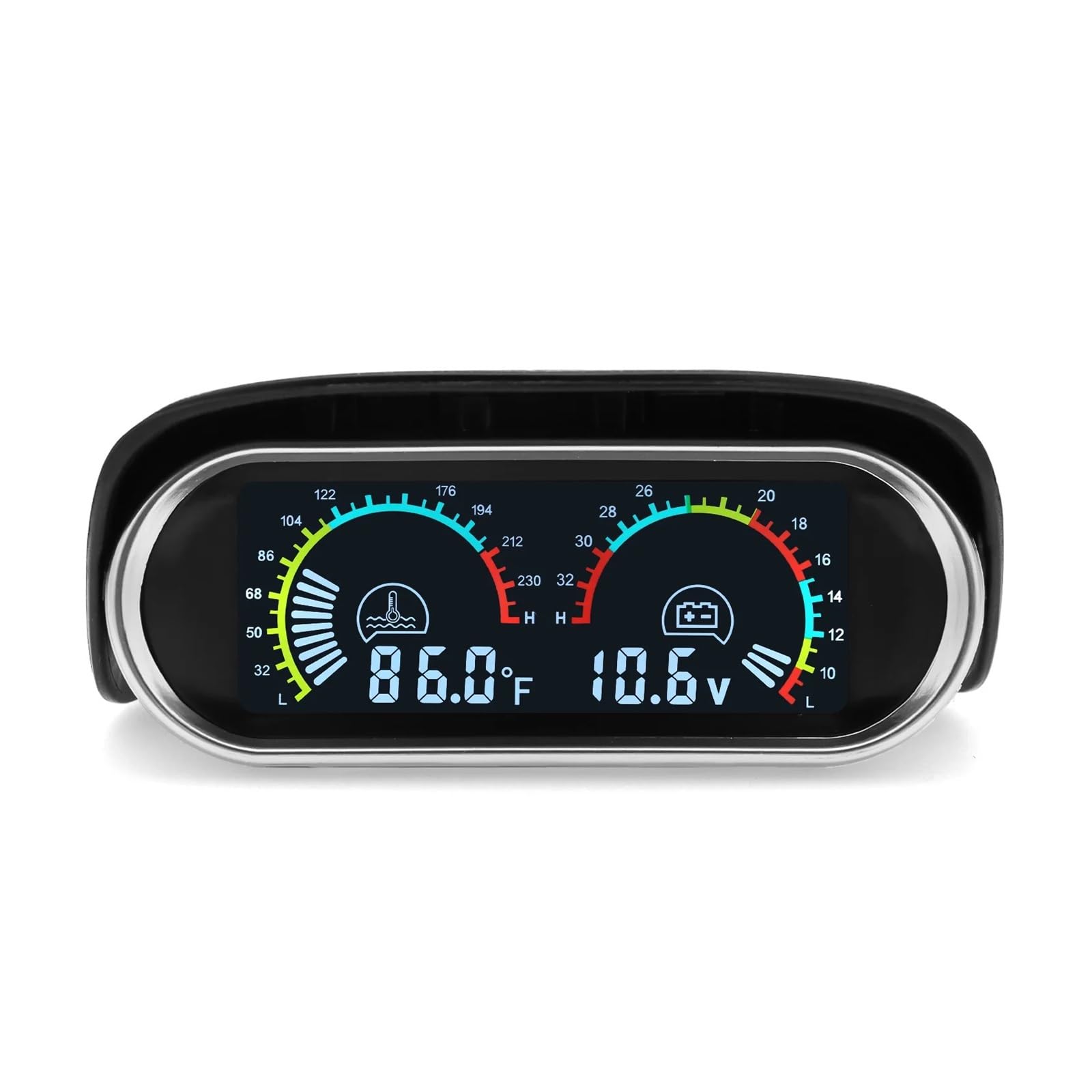 Voltímetro LCD HD 12V/24V For Coche 2 En 1 + Medidor De Temperatura del Agua con Sensor De Temperatura 1/8 NPT Indicador De Temperatura De Agua For Auto Camión(Type 2)