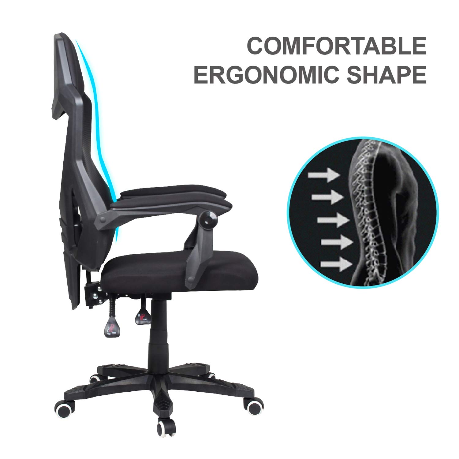 EUCO Black Office Chair,Gaming Desk Chair Reclining Computer Chair High