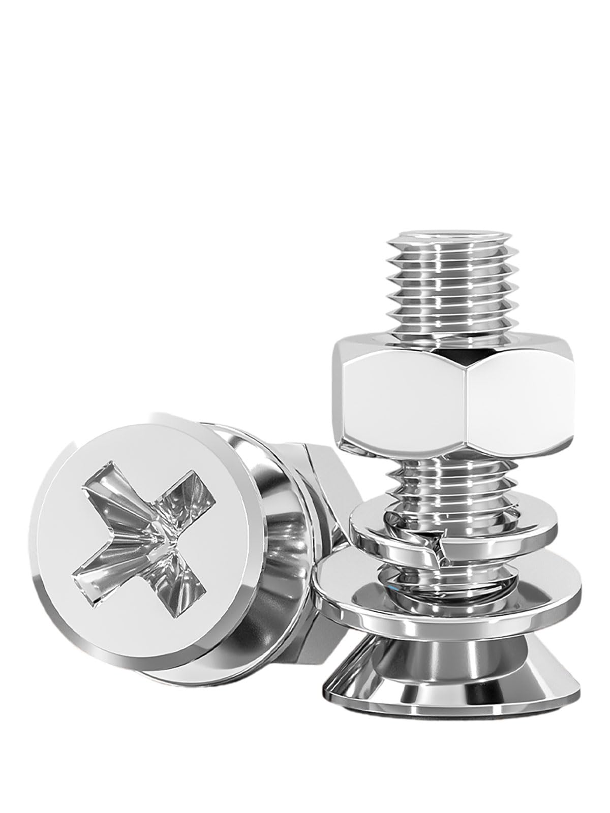 Tornillos para metales, tornillos de cabeza plana, Paquete de 100 tornillos avellanados M4, tuercas y arandelas de seguridad planas de acero inoxidable 201 (50-80) mm(M4*80 100)