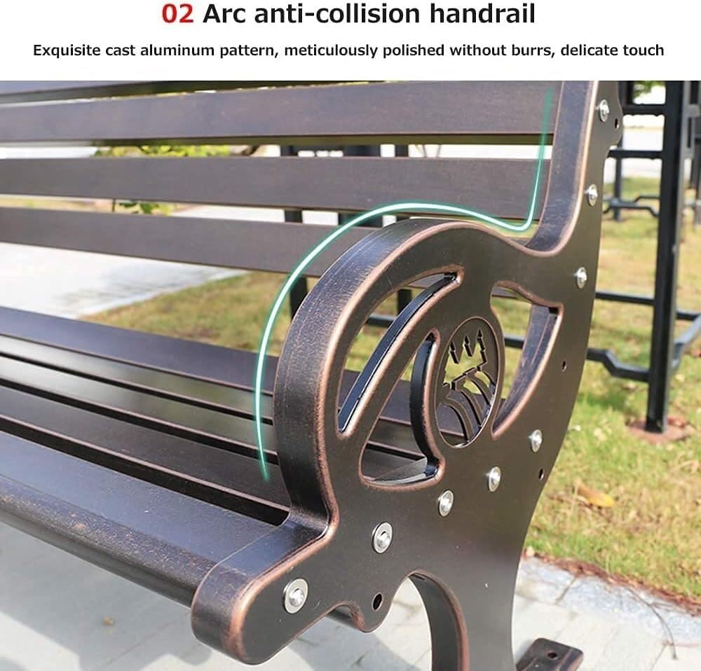 Garden Bench Outdoor Furniture Park Terrace Bench Metal Bench with Backrest and Armrests