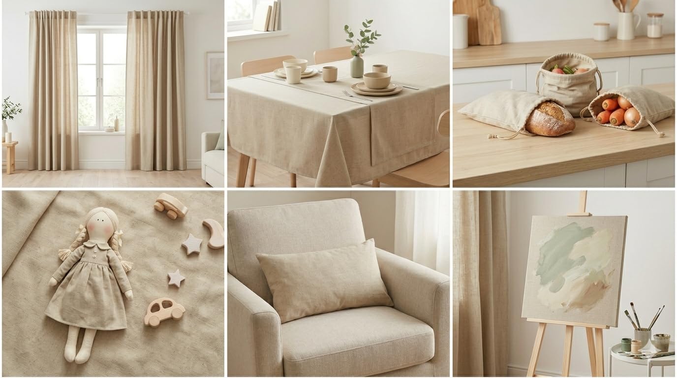 Nesselstoff Meterware 10m Baumwollstoff 130g/m² 170cm zum Nähen