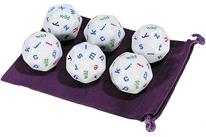 Campbell's Jumbo Alphabet Dice Game Set with Purple Velveteen Drawstring Storage