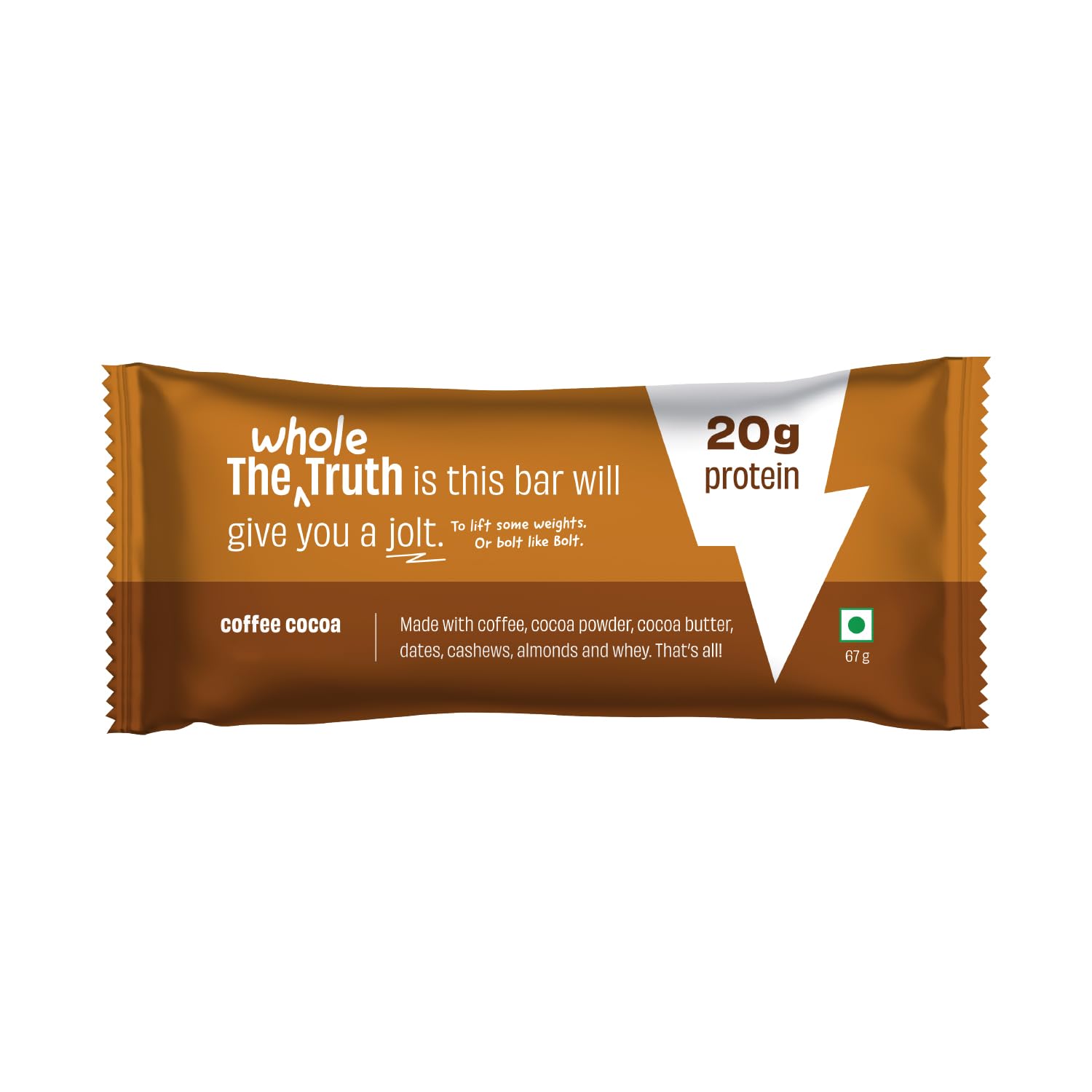 The Whole Truth - High Protein Coffee Cocoa 20g Protein Bar - Pack of 5 x 67g each - No Added Sugar - No Preservatives - No Artificial Flavours - All Natural