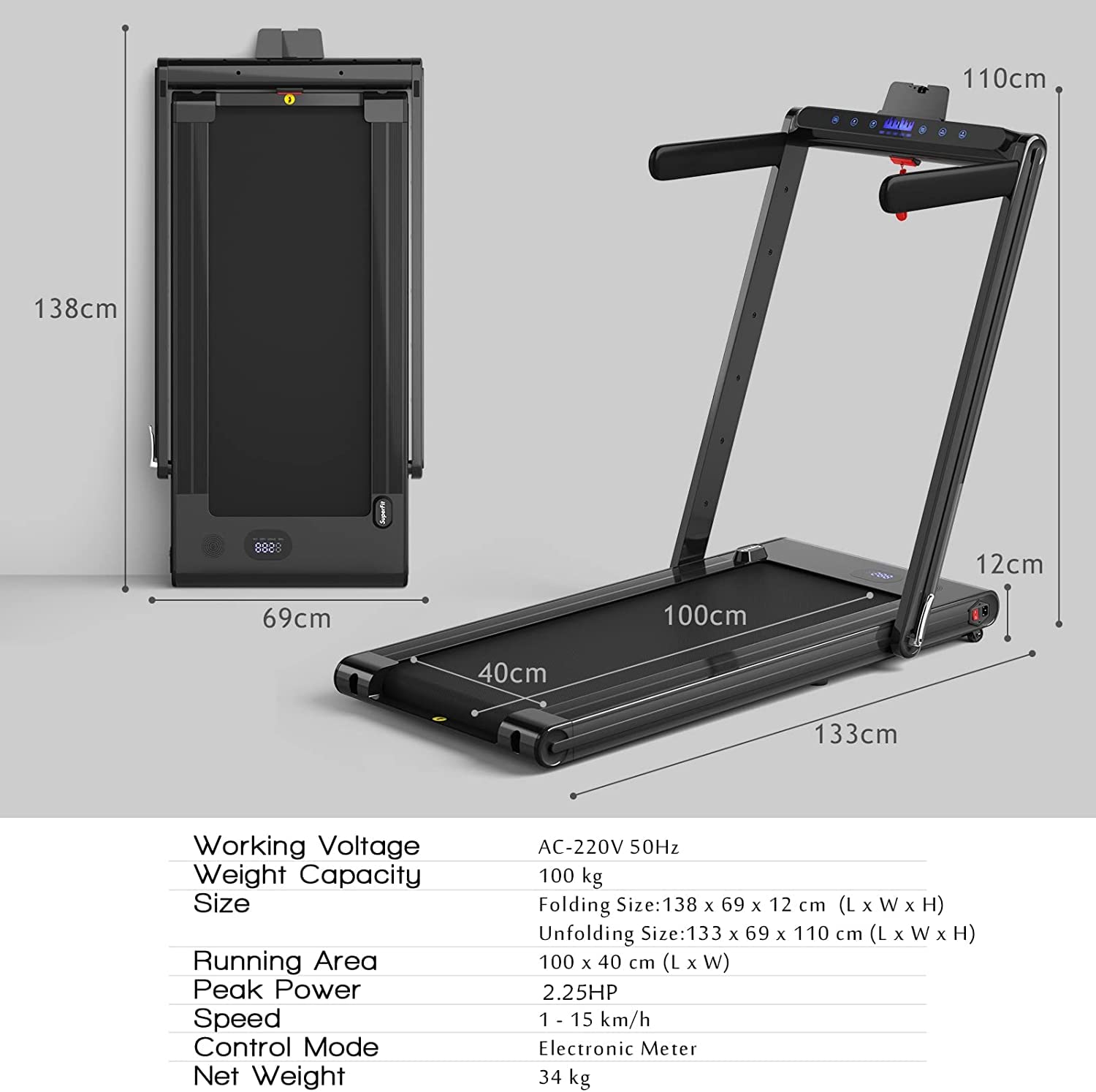 Costway2 In Home Treadmill 25hp Folding Walking Running