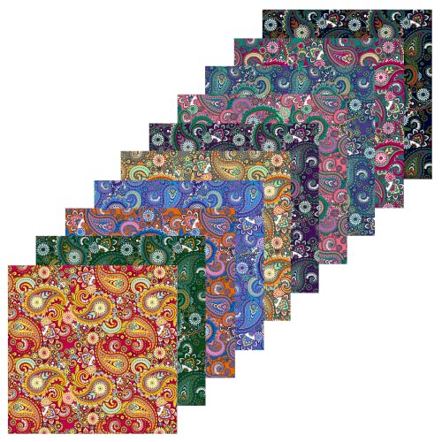 Image of 4 inch 200pcs Cotton Fabric Squares for Sewing Quilting Supplies- Retro Paisley | Good quality wonderful colors beautiful patterns soft and sturdy 100% cotton fabric squares perfect for quilting projects