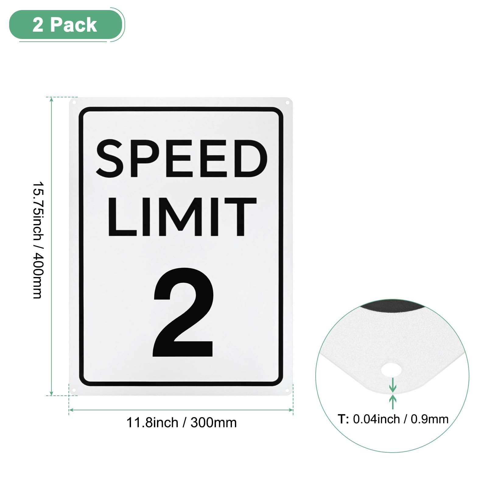 M METERXITY 2-Pack Speed Limit 2 MPH Sign - Image 3