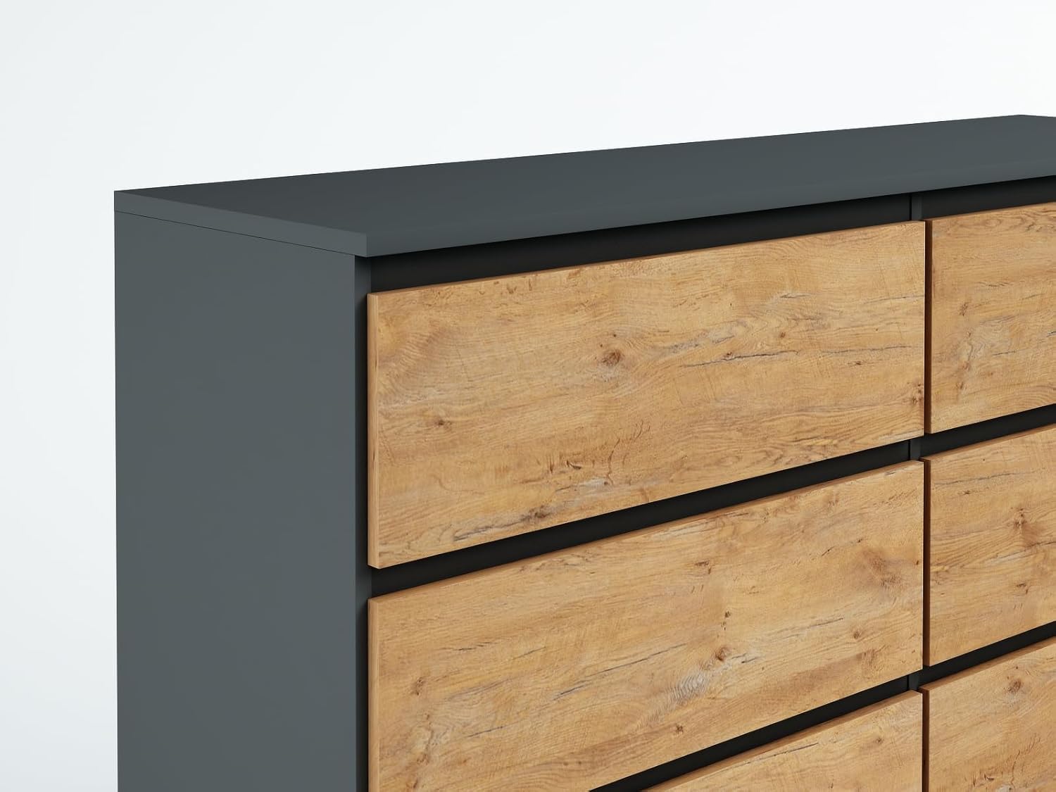 meble masztalerz Commode avec 8 Tiroirs Anthracite & Lancelot 120 cm - Meuble de Rangement Salon - Commode Salon - Meuble Entree - 120x101,5x39 cm