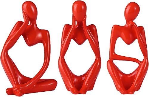 Miniatura 7 de Mini decoración negra de resina para decoración de estante, escultura, decoración de arte abstracto, estantería, decoración de escritorio,