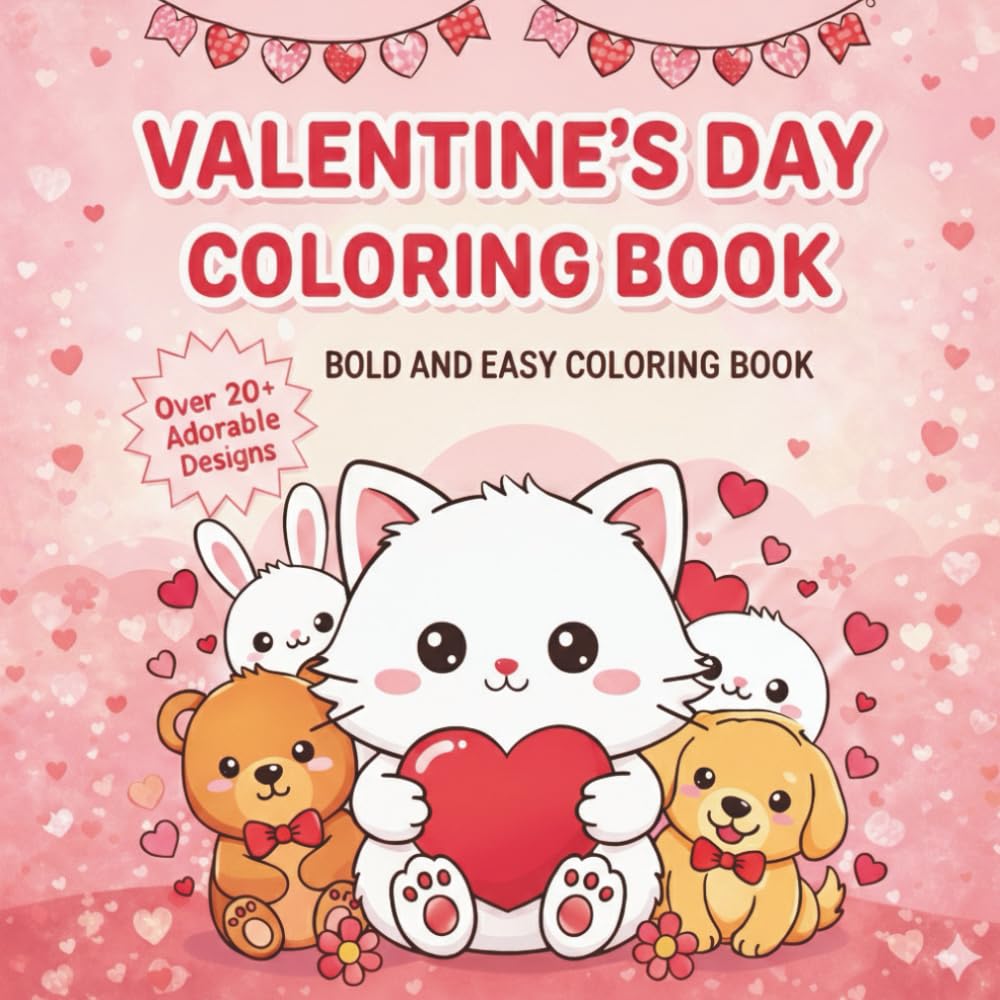 Valentine’s Day Coloring Book: A Cute Animal Valentine Coloring Book for Kids Ages 4–8 with Easy, Fun, and Love-Themed Pages
