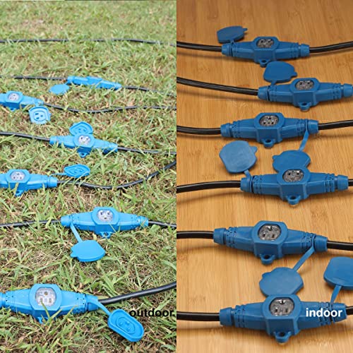 Erboelec 50 Feet Multi Outlet Extension Cord,7 Nema 5-15R Evenly Spaced Outlets Cable With Led Indicator,Sjtw 14 Gauge,Male To Female Plug,Etl Listed #TOP4