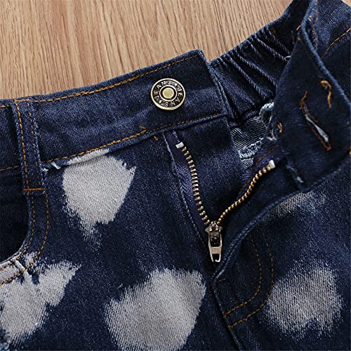 Yiqinyuan Children Girls Ripped Jeans Kids Long Ruffle Flared Trousers Casual Baby Child Fashion Vintage Denim Pants3