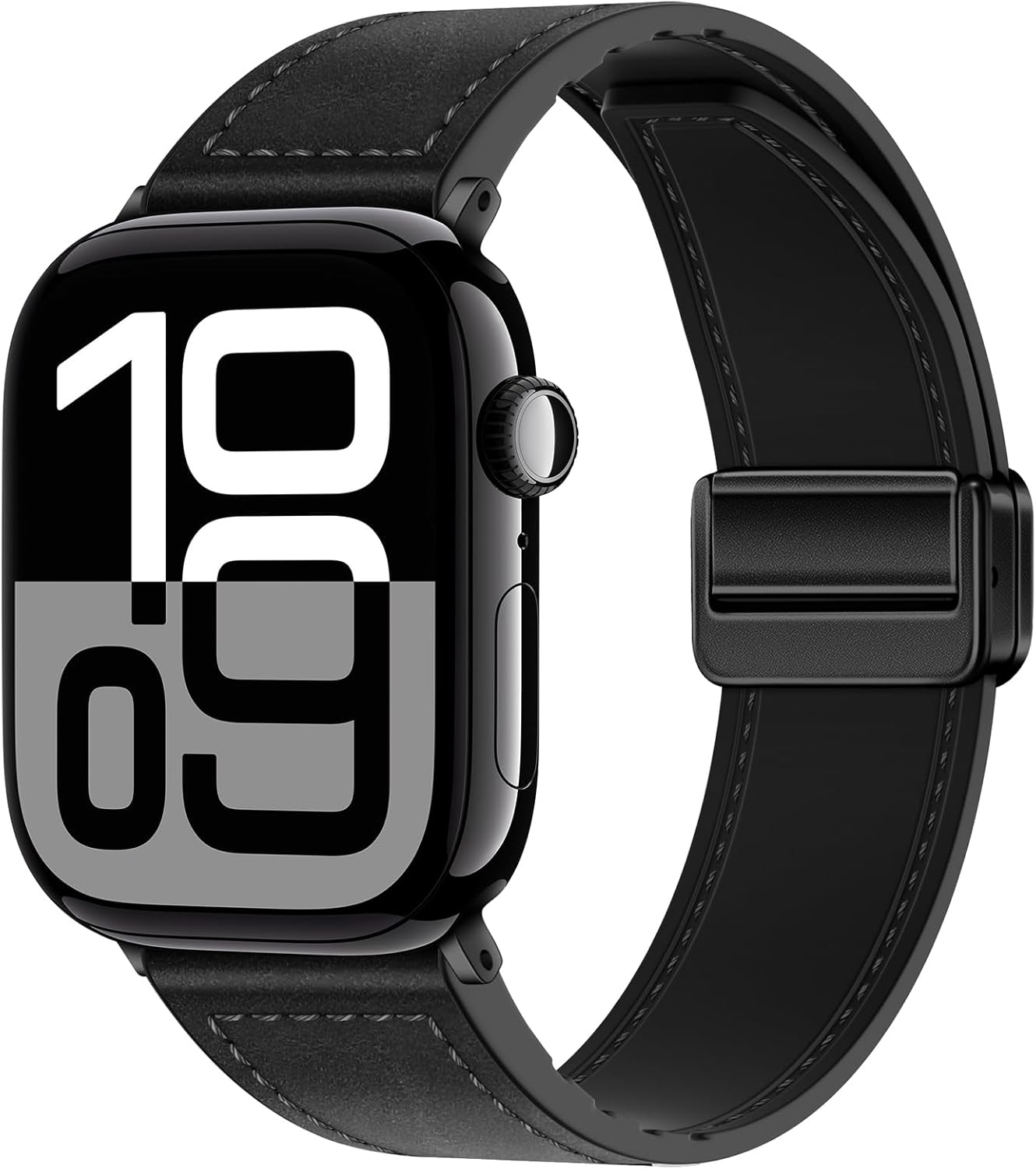 Qimela Magnetic Leather Strap Compatible with Apple Watch Band 38mm 40mm 41mm 42mm 44mm 45mm 46mm 49mm for Men Women,Top Grain Genuine Leather Wristband for iWatch Series 10 9 8 7 6 5 4 3 Ultra 2 1 SE - Image 2