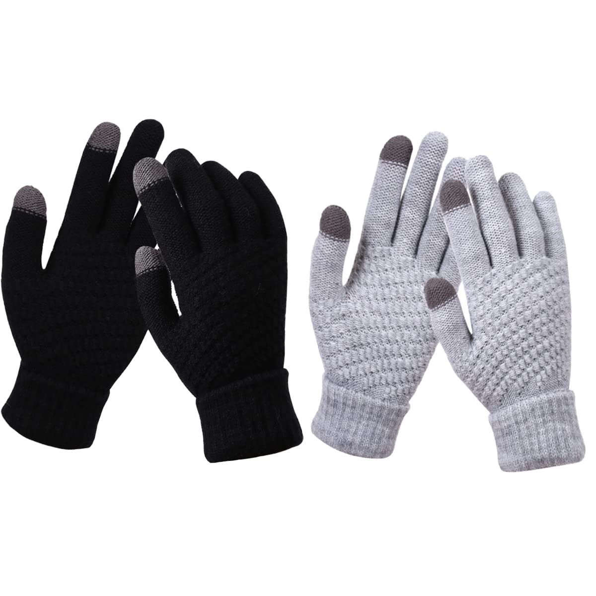 Rayson Invernali Guanti da Donna Guanti Da Maglia Caldi Alla Moda Touch Screen Antivento e Antiscivolo Jacquard Guanti per Al Chiuso o All'Aperto(2 Paia)