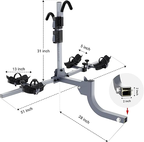 Miniatura 2 de WILDROAD Portabicicletas de enganche, soporte plegable para 2 bicicletas para estándar, neumáticos gruesos y bicicleta eléctrica, soporte para