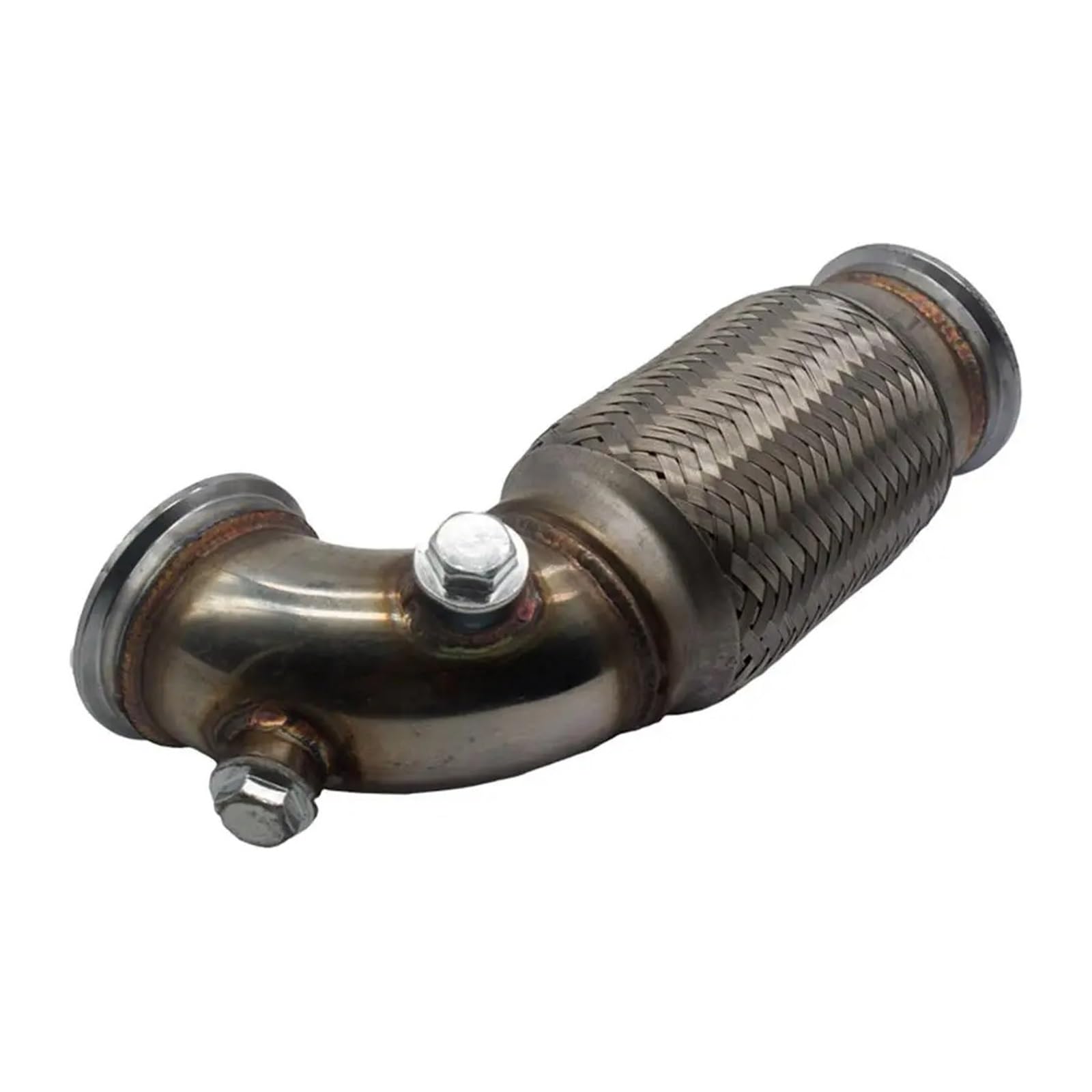 Tubo Scarico Punta Silenziatore SCARICO A GOMITO A 90 GRADI IN ACCIAIO INOSSIDABILE CON FASCIA A V DA 3" Per Downpipe T3/T4 T04E Basso
