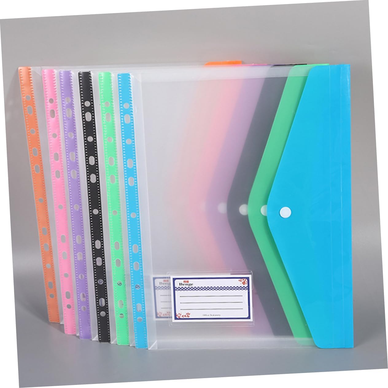 ARTIBETTER 6 Pack File Folders Clear Window Snap Button Document Pouches Pp File Folder Bags Assorted Colors A4 Size for School and Office Storage image 5