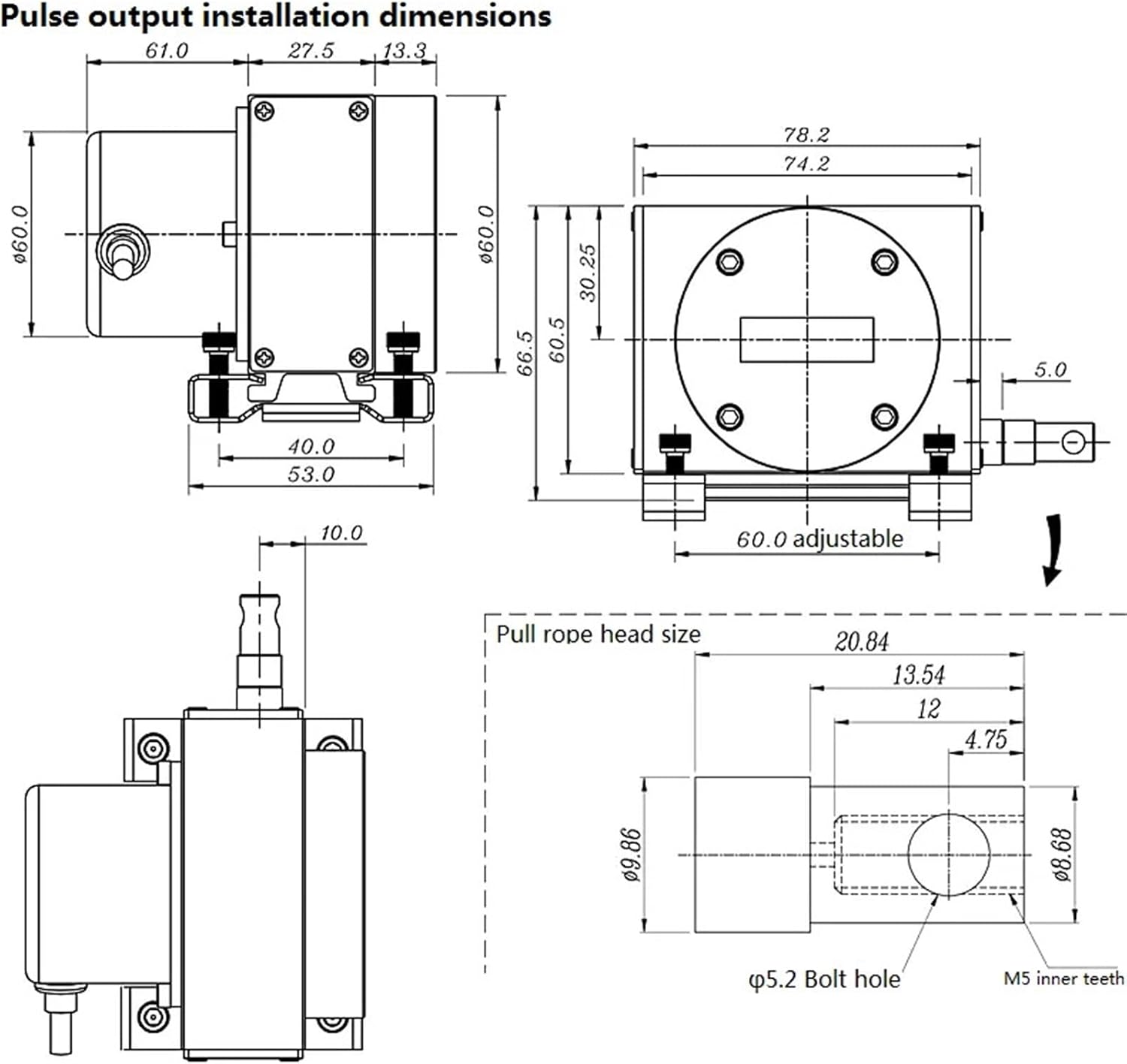 HDZOFZOA LPS-S Series Pull Wire Position Sensor 1300mm Linear Draw Rope Displacement Encoder for Tensile Force Measurement(LPS-S-1000mm-RS485)