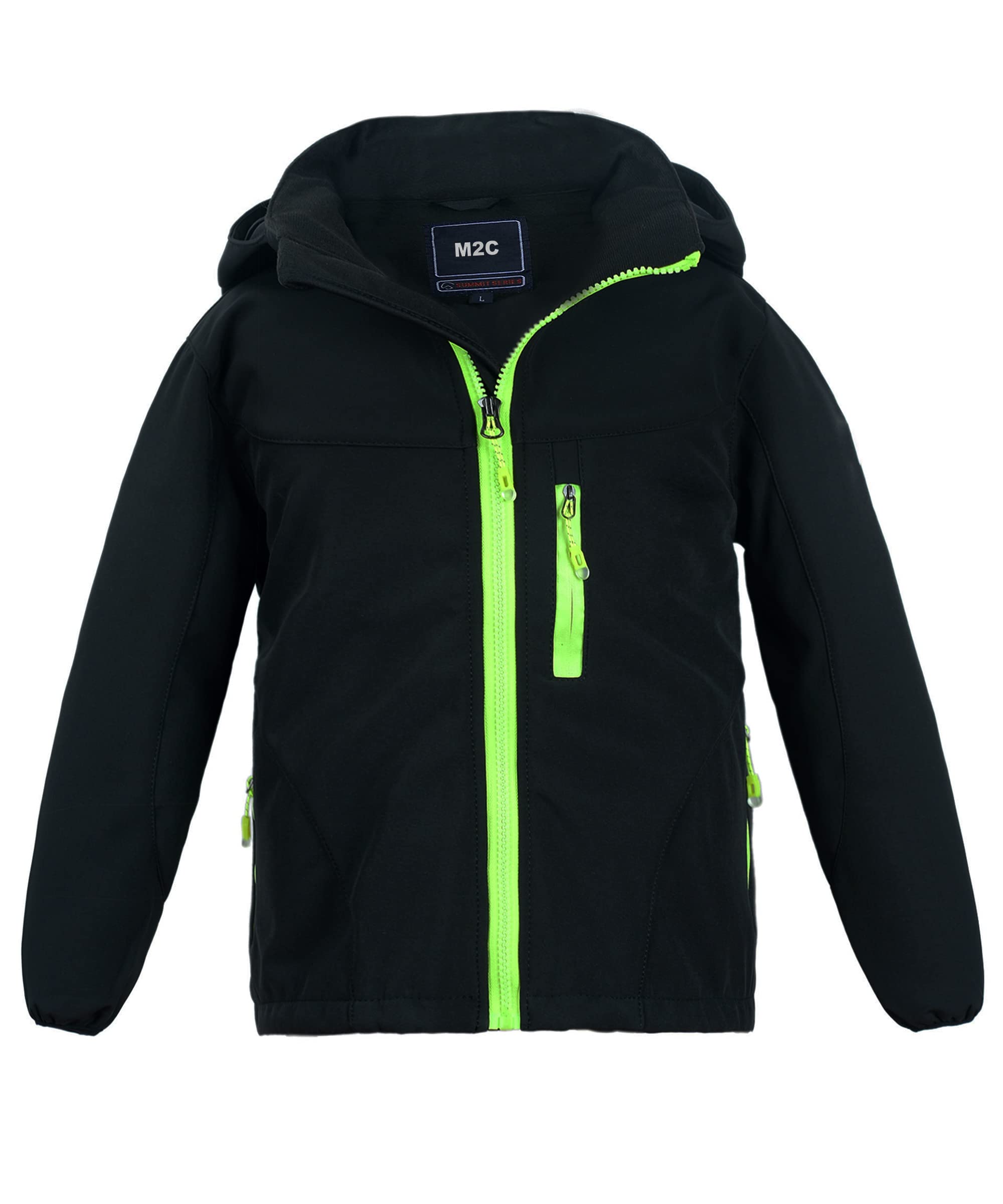 M2C Boys Hooded Waterproof Windbreaker Fleece Lined Softshell Jacket 7-8 Black