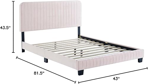 Miniatura 21 de Modway Celine - Base de cama con plataforma de terciopelo capitoné de alto rendimiento, color gris claro Gris,claro,Esmeralda/Sólidos,Gris,Rosa