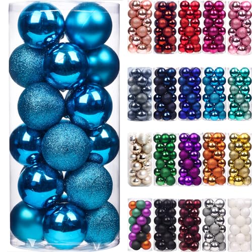 Emopeak 24 Count Lake Blue Mini Christmas Balls Ornaments 1.57 Inch