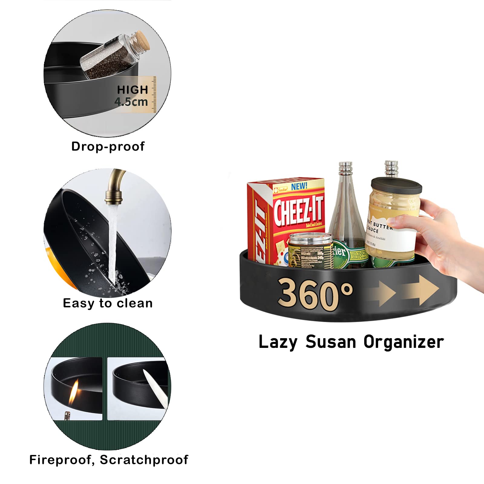 Piatto Girevole Porta Spezie - 2 Pezzi Organizer Cucina Girevole 360° - Foto 2