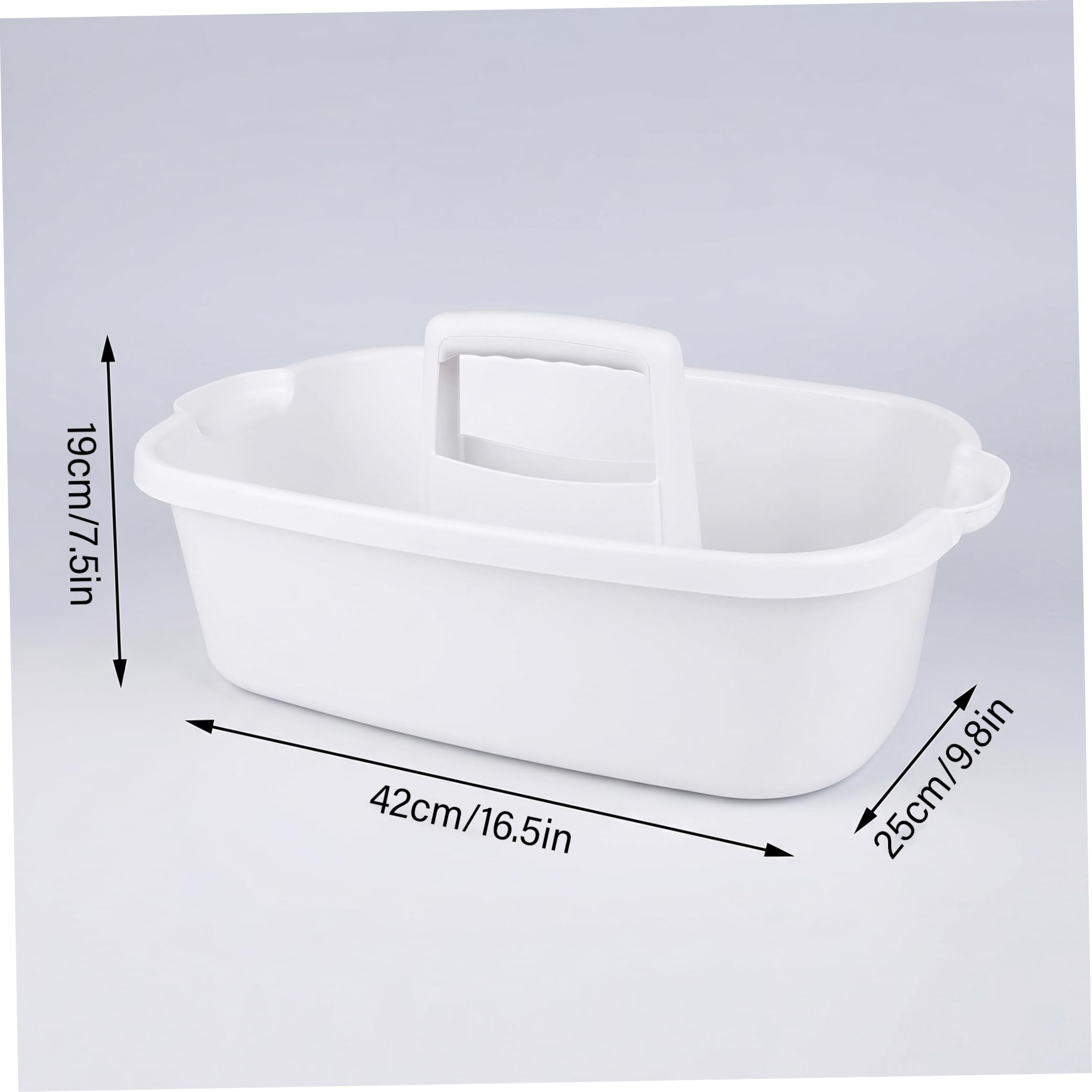Organizer per la pulizia con manico, contenitore per doccia portatile in plastica, bianco