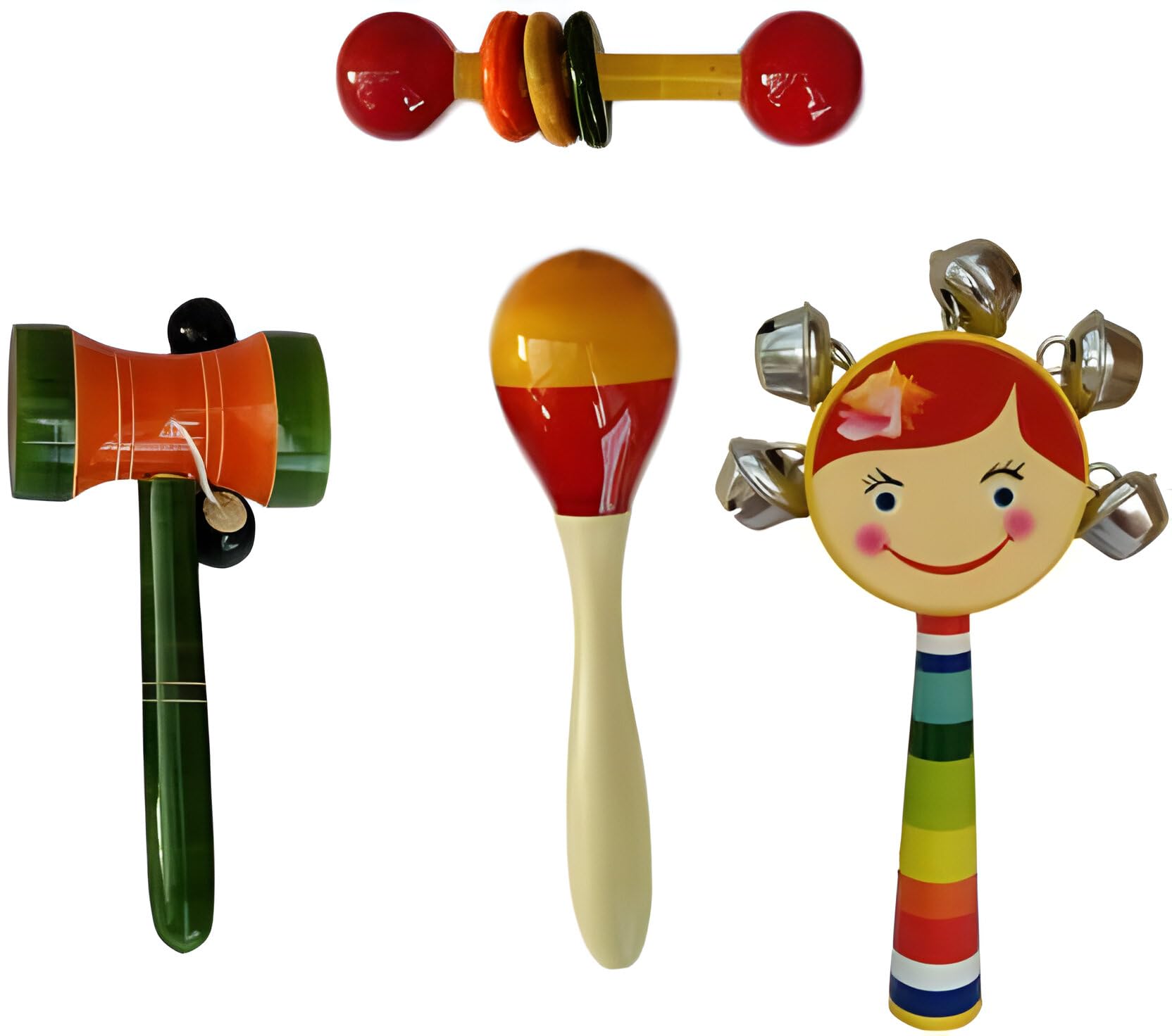 Channapatna Toys Colorful Wooden Rattle Toys for Baby/New-Born Infant Kids Set of 4 pcs - Multicolor - Discover Sounds, Develops Sensory Skills (B09R1CY18T) Amazon Price History, Amazon Price Tracker