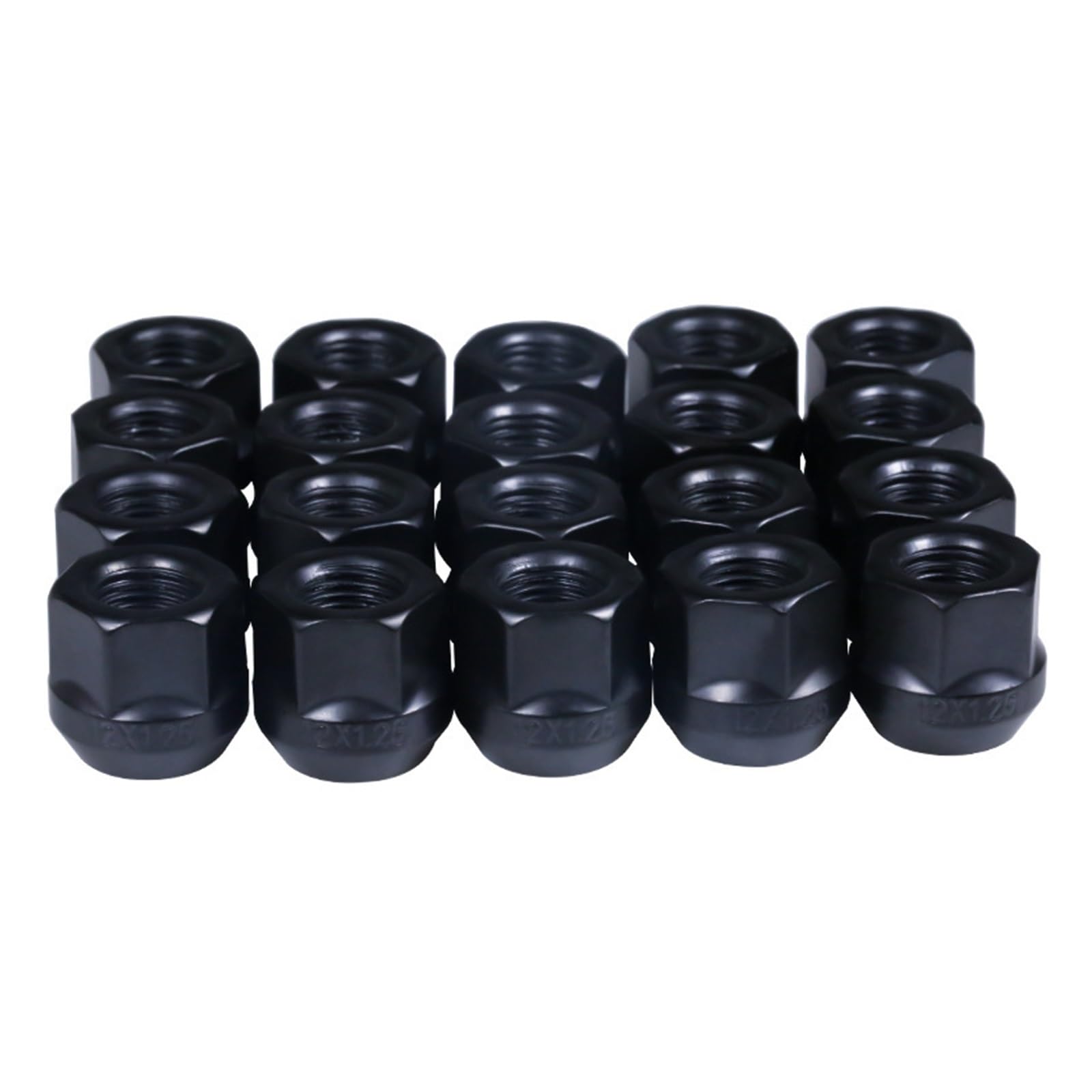 Fuzhgyeal 20 Pcs 21Mm Height 19Mm Hex Open End Lug Nuts Set, M14x1.5 M12x1.25 M12x1.5 1/2-20 Wheel Nuts In Black(M12x1.5)