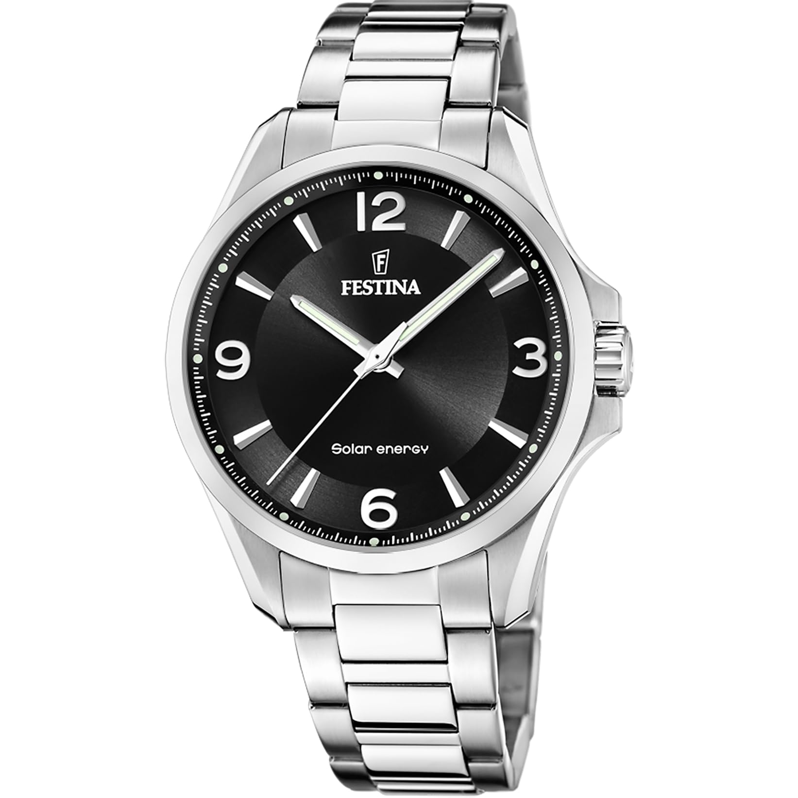 Festina Orologio Uomo Solar in Acciaio Inossidabile 316l Argentato | Vetro Minerale ad Alta Resistenza, Impermeabile 5 ATM F20656/4 Solar Energy