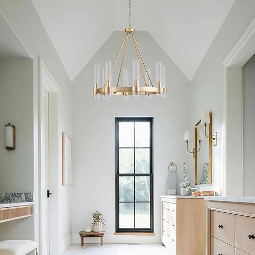 Miniatura 4 de Lámpara colgante de cristal de 8 luces, lámpara colgante de cristal moderna industrial, adecuada para accesorios de iluminación de sala de estar,