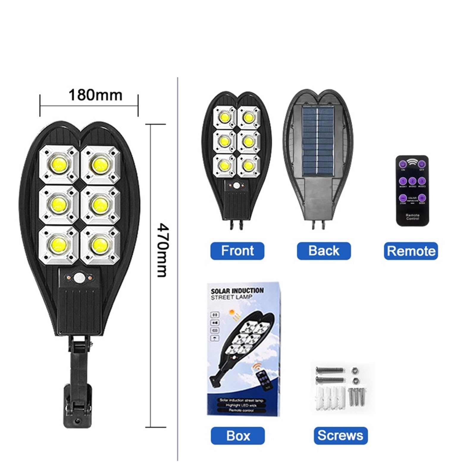 Lampy Solarne ZewnęTrzne, 108COB Solar LED Street Light Outdoor Wodoodporny pilot Czujnik ruchu PIR Lampa słoneczna do ogrodu Yard Security Wall Light Bardzo Szeroki KąT śWiecenia(108COB)