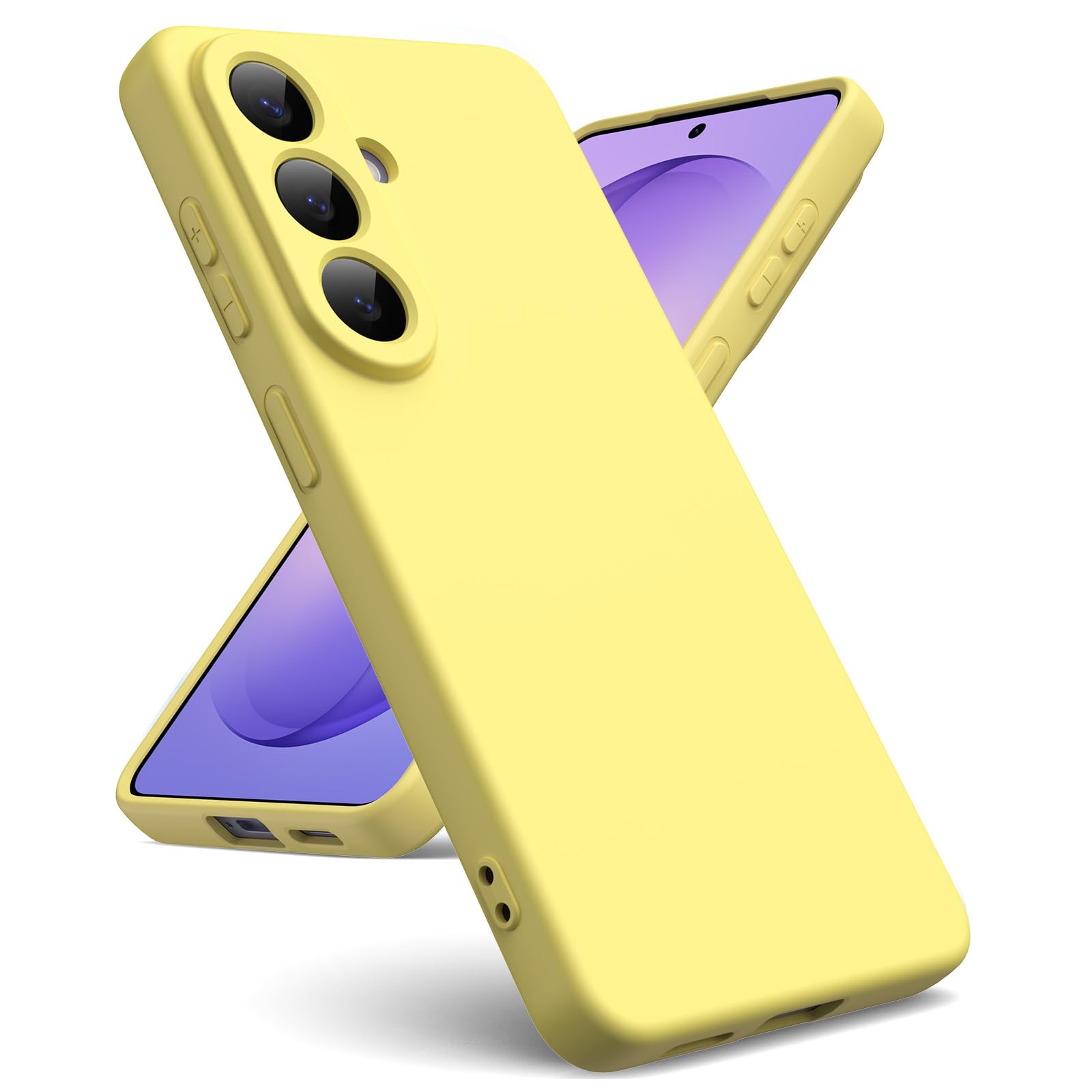Oududianzi - Cover per Samsung Galaxy S26 5G, Custodia Silicone Liquido, Interno in Microfibra Morbida, Protezione Antiurto Resistente - Giallo