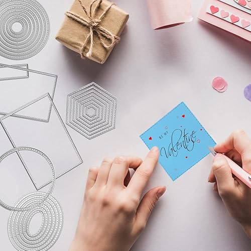 Miniatura 6 de SENHAI - Juego de 6 troqueles de corte de metal, diferentes formas, troqueles de polígono, herramientas para hacer tarjetas, suministros para