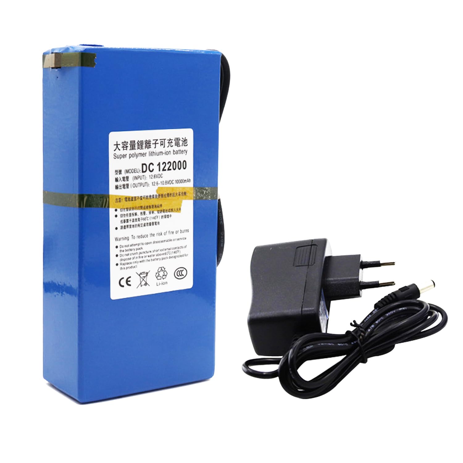 Batteria Ricaricabile agli ioni Litio con Caricabatterie Grande capacità 12Volt 20000mAh Batteria agli ioni Litio polimerica DC 12V 20000mAh Batteria Ricambio Batteria Backup