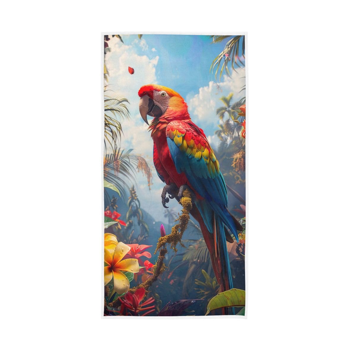 LSRCPD Tropical Parrot Floral Hand Towel, Cotton Hand Towels for Bathroom, Gym, Hotel, Spa 15 x 30 Inches