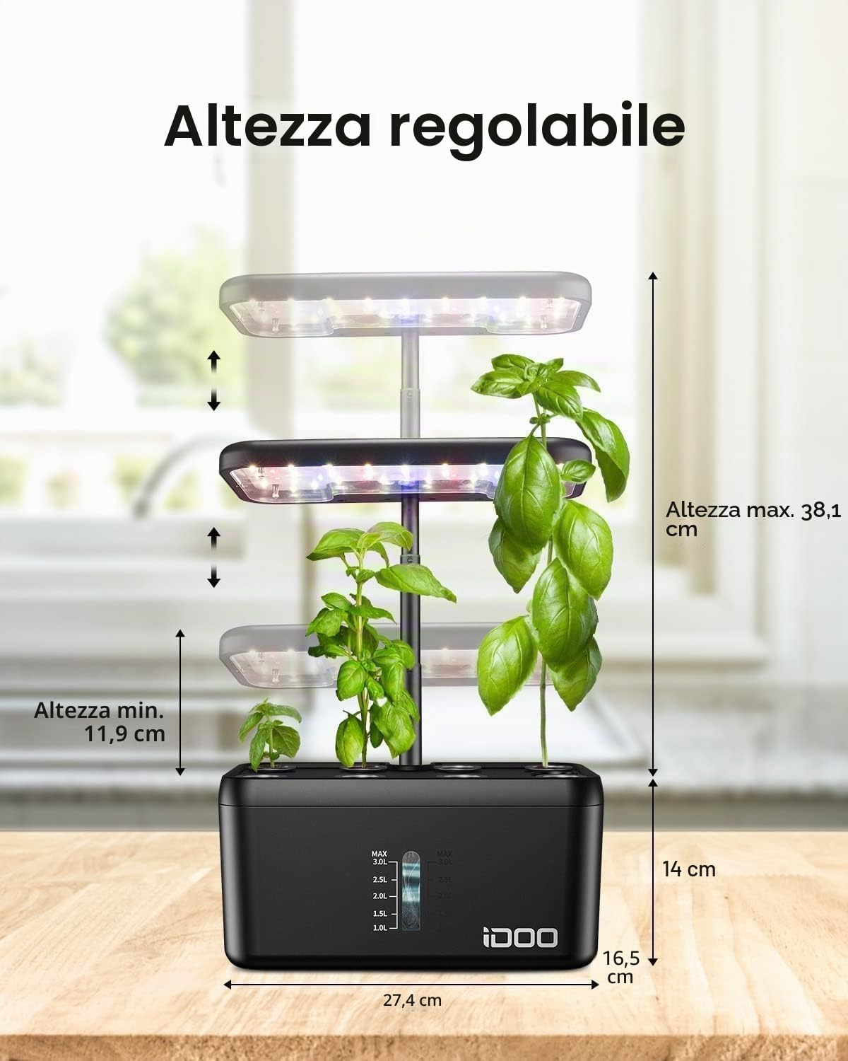 iDOO regalo festa della mamma, coltivazione idroponica, giardino intelligente con timer automatico, 8 baccelli serra idroponica smart indoor garden con lampada di coltivazione a LED, kit germinazione