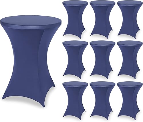 Vista 58 de FestiCorp Paquete de 6 manteles de elastano negro para mesa de cóctel, manteles redondos elásticos para fiestas, DJ, bares, bodas, cumpleaños