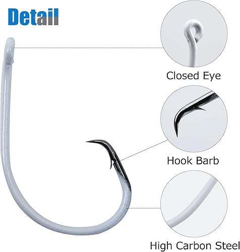 Miniatura 2 de Goture Anzuelos de pesca agudos y anzuelos circulares brillantes  Juego de anzuelos de acero de alto carbono con caja, gancho de pesca a granel para