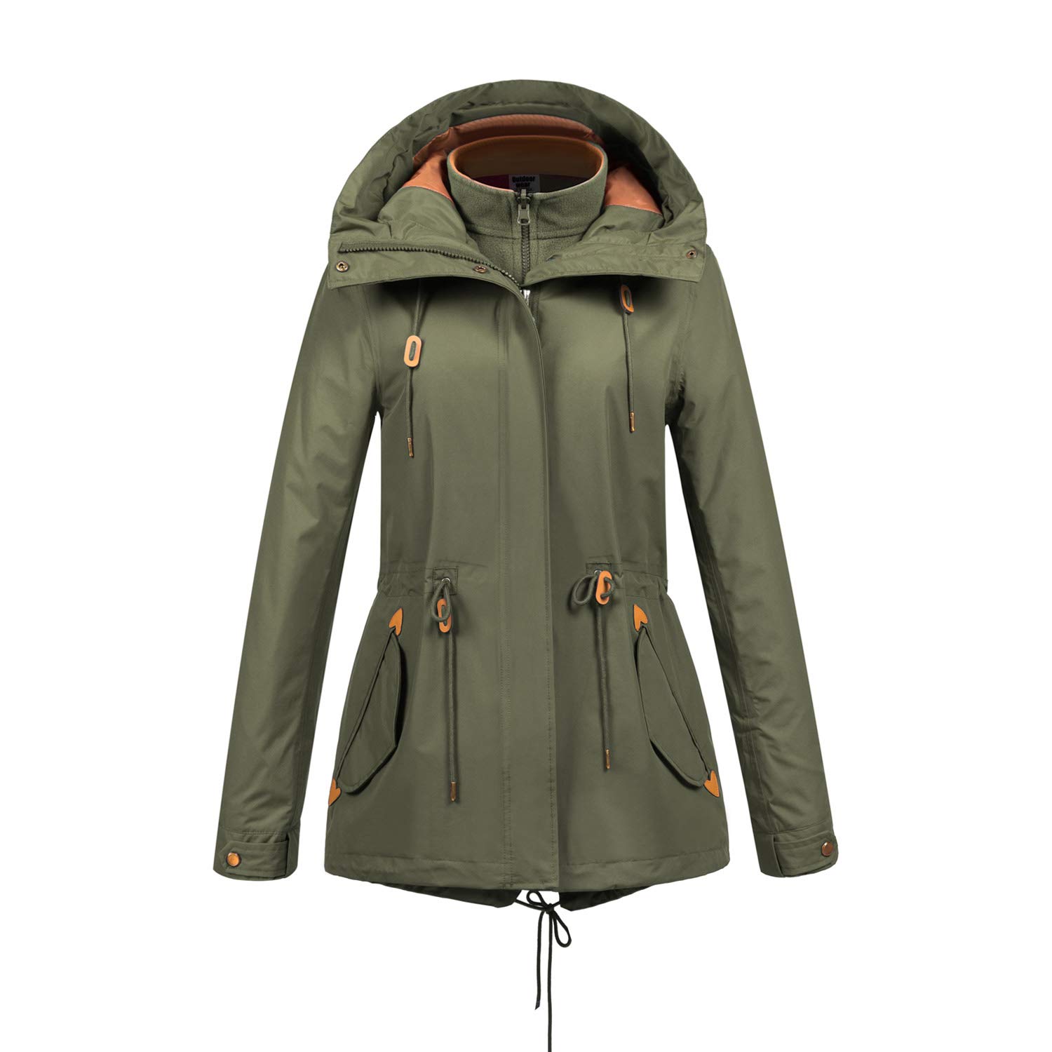 GITVIENAR Womens 3 in 1 Jacket, 8000mm High Strength Waterproof Outwear with Hood Breathable Rain Coat Detachable Thick Fleece Lined Full Zip Coats