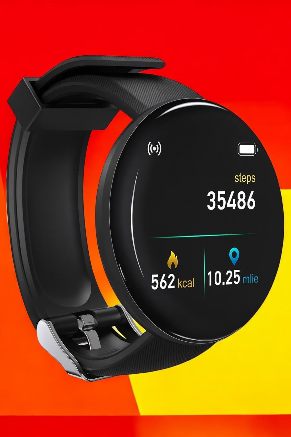 Smart Fitness Tracker Watch for Men, Black, Step Counter, Heart Rate Monitor, Distance Tracker