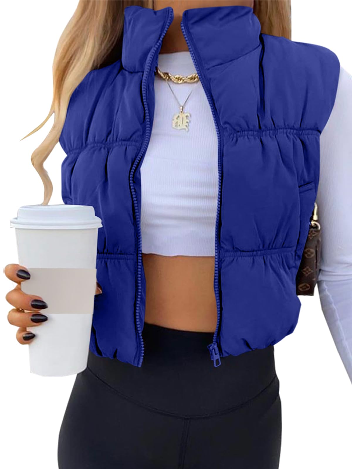 SySea Women's Crop Puffer Vest Zip Up Sleeveless Outerwear Padded Coat