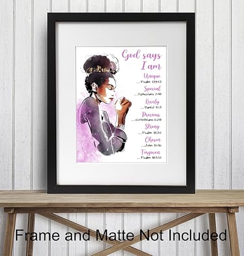 Miniatura 3 de Christian Scripture Wall Art For Black Girls 11x14 - Inspirational Bible Verse Poster for African American Women, Apartment, Teen Bedroom, Living