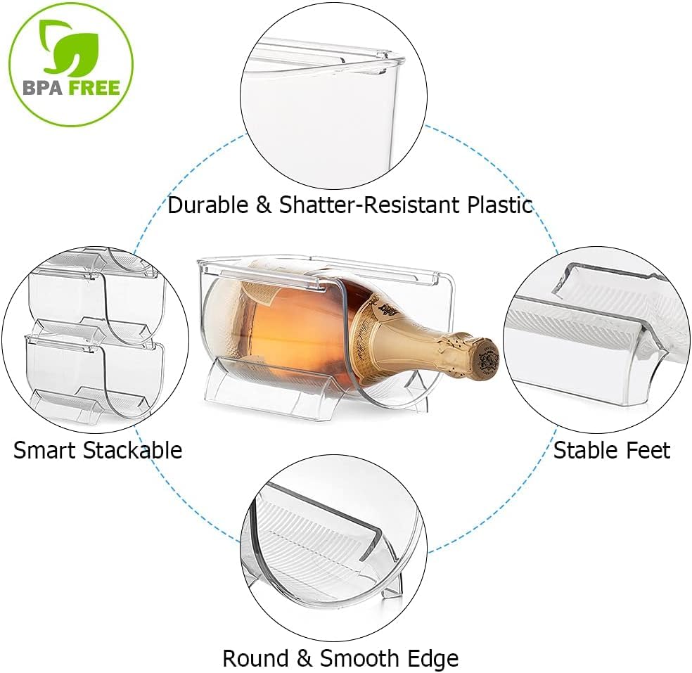 6 Pack Plastic Wine Bottle Storage, Acrylic Wine Rack Refrigerator, Clear Wine Bottle Organizer Holder for Kitchen,Countertop Organization - Image 4