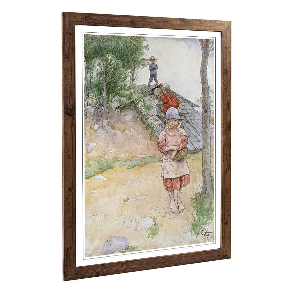 Big Box Art Framed Print of Carl Larsson Children Design | Wall Art Picture | Home Decor for Kitchen, Living, Dining Room, Lounge, Bedroom, Hallway, Office, Walnut, A2 / 24.5x18 Inch / 62x45cm