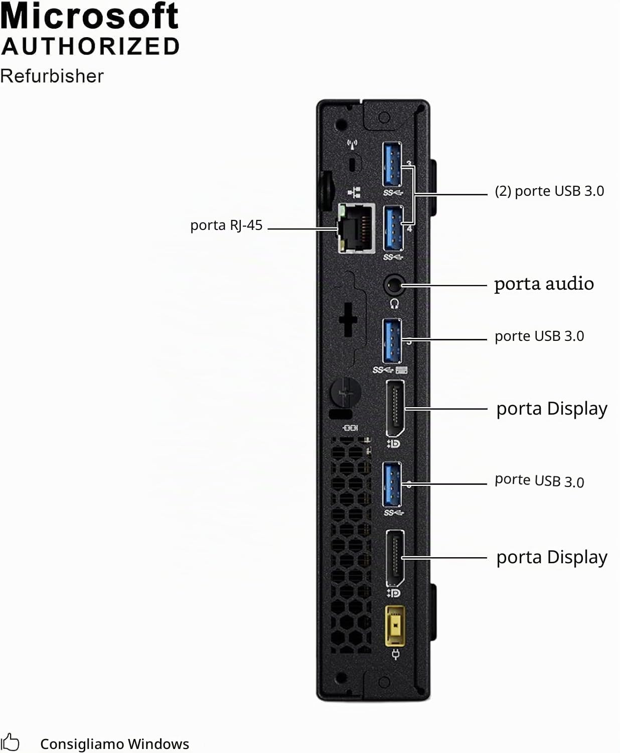 Lenovo ThinkCentre M900 Tiny PC Mini Computer, Intel Core i5-6500, 8 GB DDR4 RAM, 256 GB SSD, WiFi, Bluetooth, tastiera US QWERTY Windows, 11 Pro (ricondizionato)