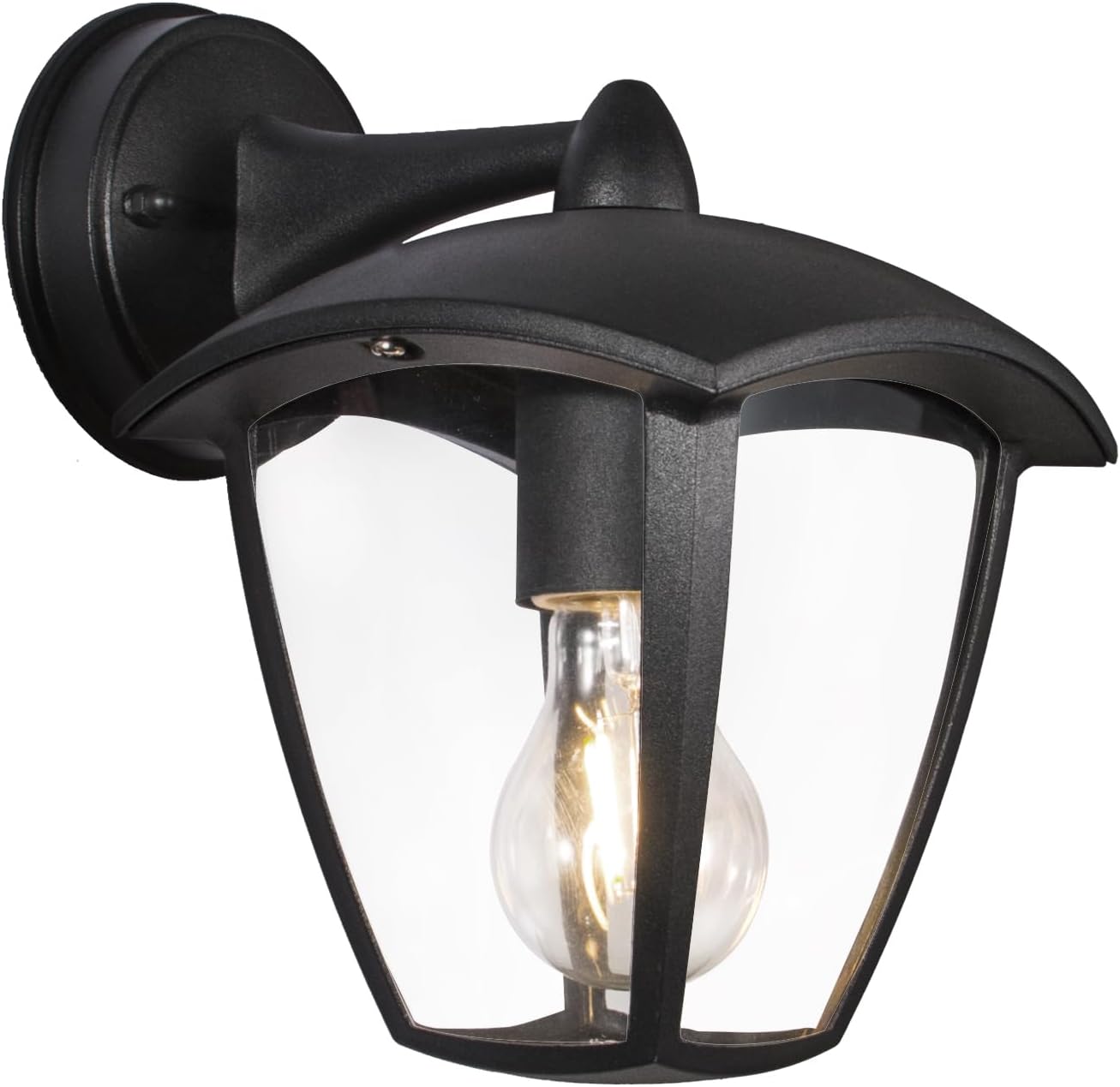 V-TAC Lanterna Da Parete Esterno IP44: Moderna In Alluminio Nero E Vetro