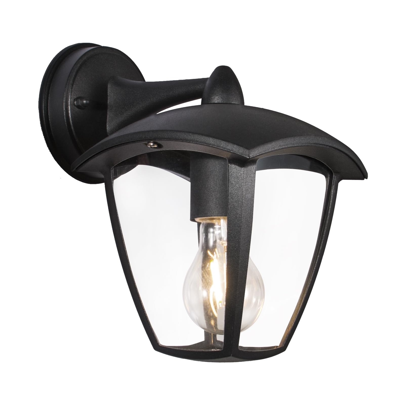 Aigostar Aplique pared Exterior Impermeabilidad IP44 y casquillo gordo 27 Aplique Exterior con Pantalla Transparente. luces exterior pared perfecta patio, jardín, Moderno B (bombilla no incluida)