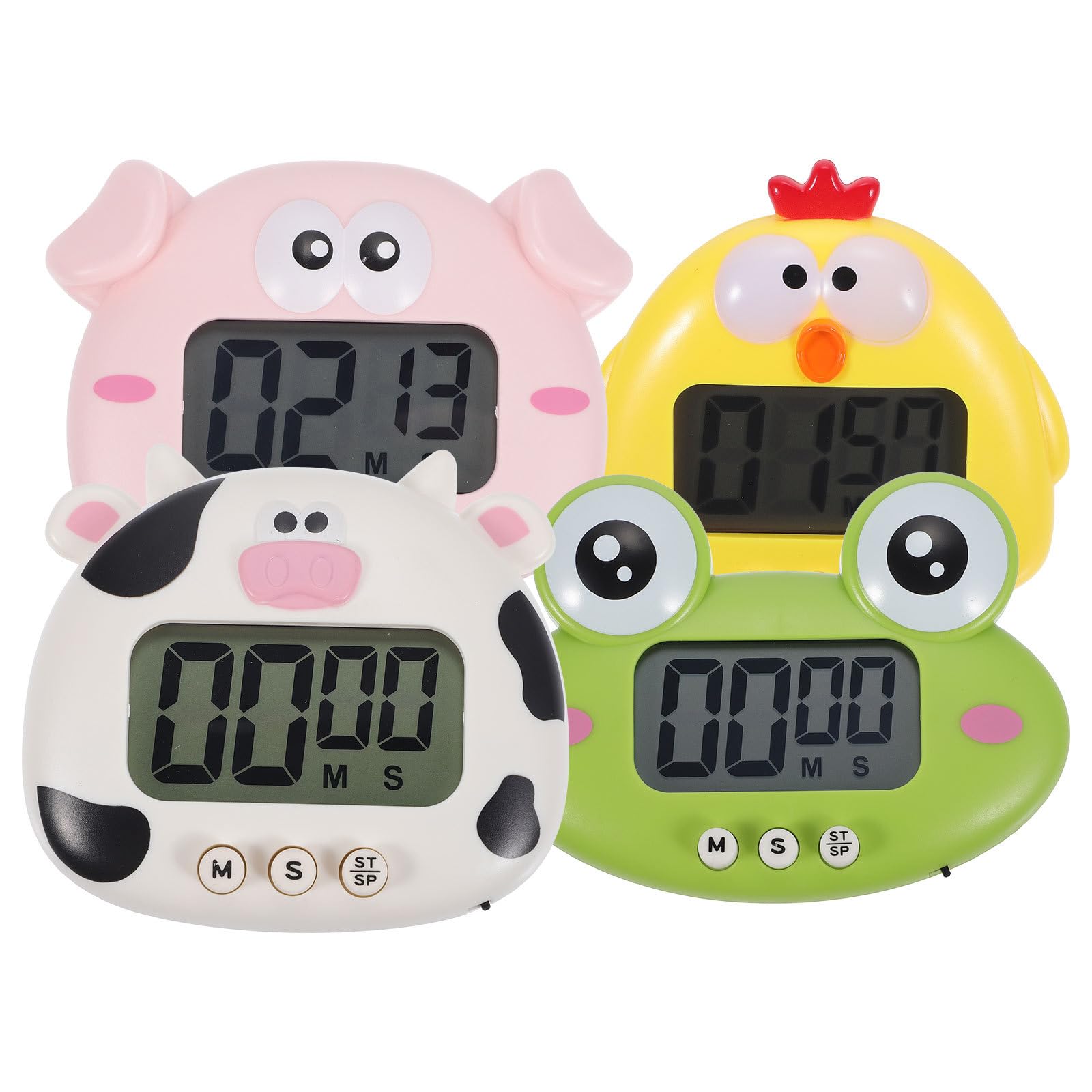 Minuteur Cuisine Animalier Mignon 4 Pièces en Plastique Léger Facile à Transporter pour Gestion du Temps Cuisine et Pâtisserie