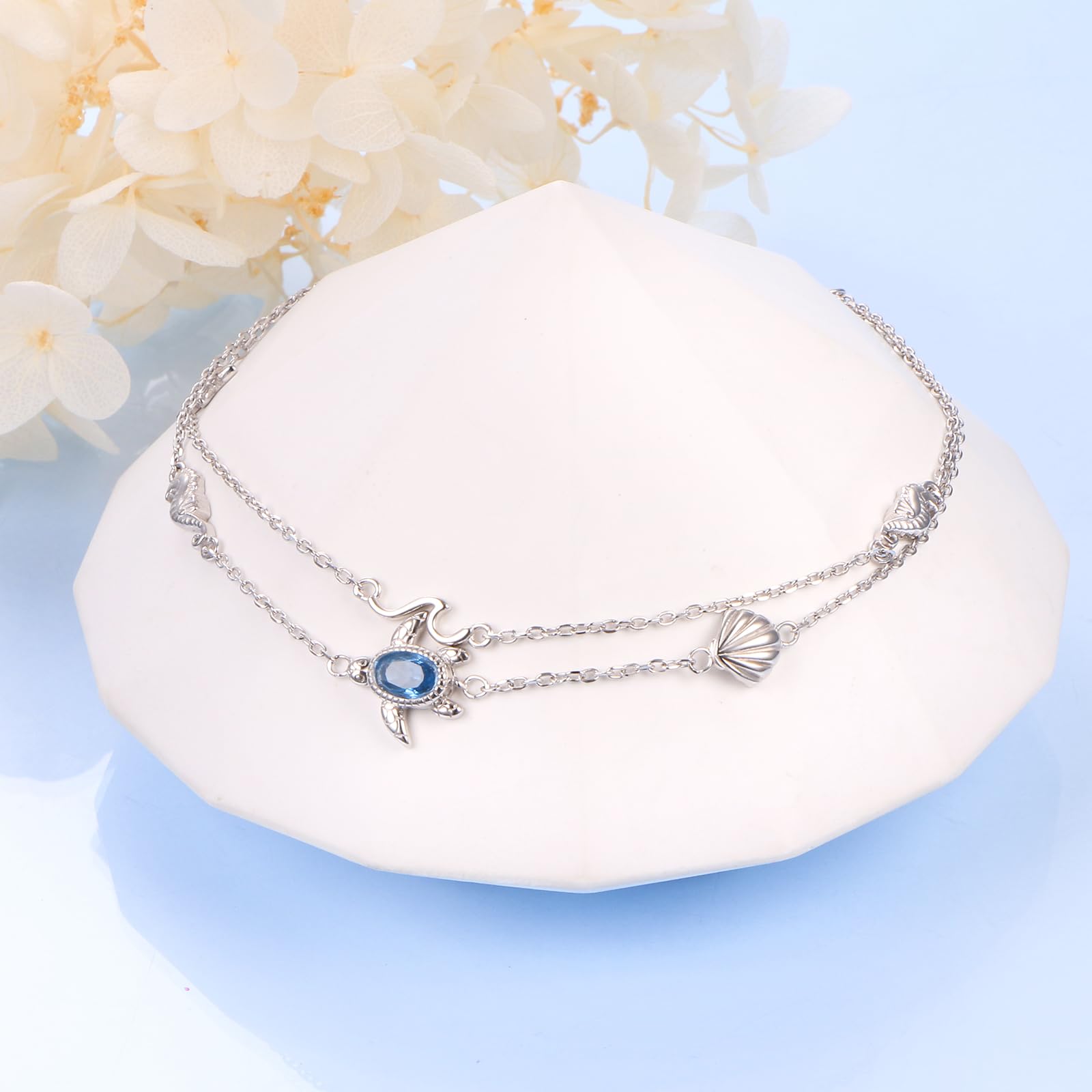 Tobillera para mujer de plata de ley 925 Infinity con corazón para mujer, clásica, ajustable, tobilleras, pulseras de verano, joyas para mujeres y niñas, 22.86 Zentimeter, Plata de ley