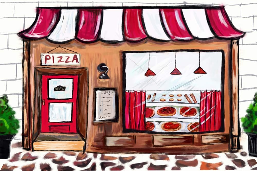 AOSTO6.5x5ft Pizza Shop Photo Background Newborn Baby Shower Cake Table Decorations Banner Kids Birthday Party Photo Backdrop Studio Props W-3668